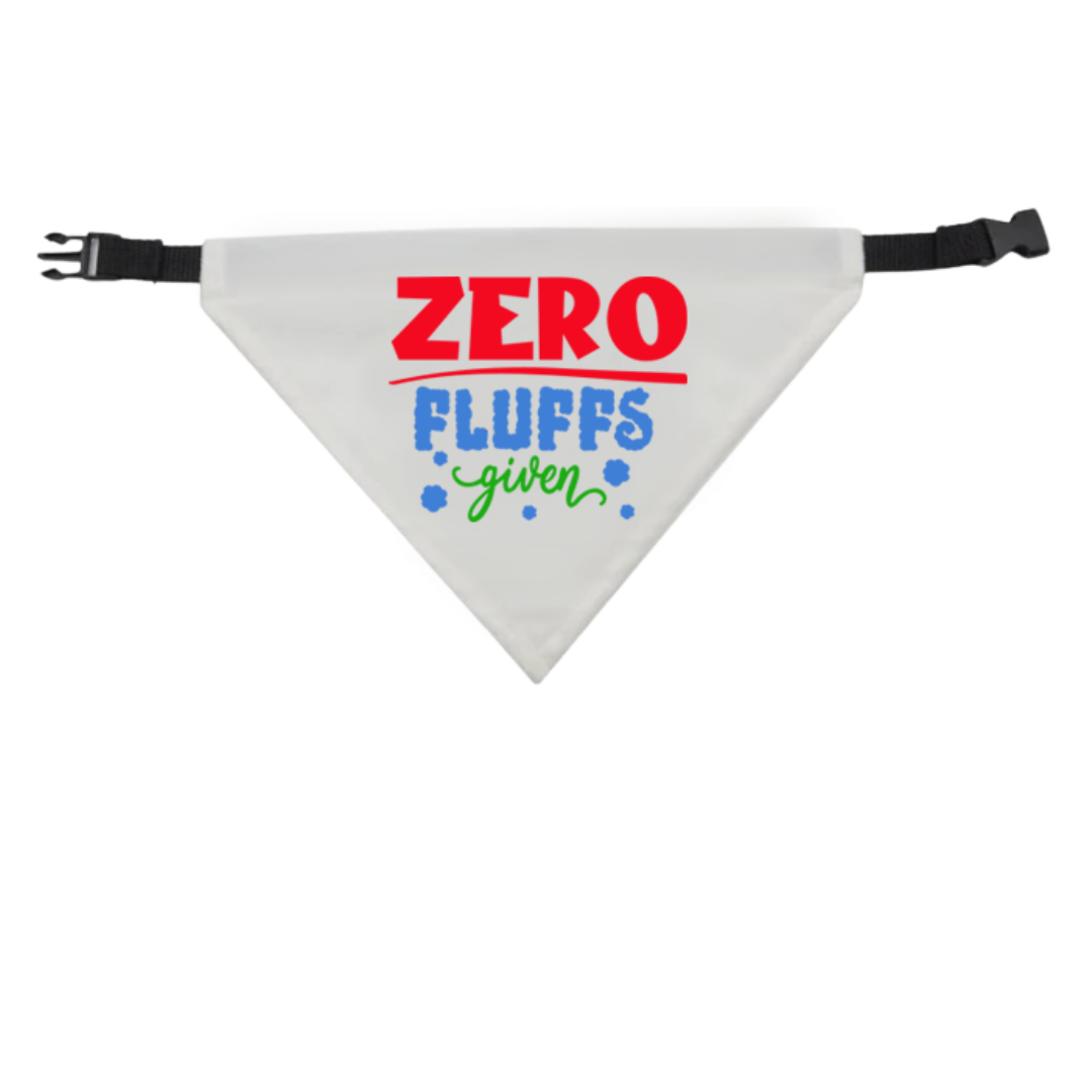 Zero Fluffs Given Dog Bandana