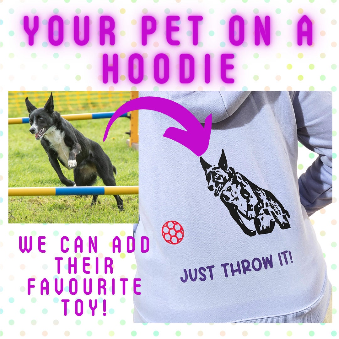 Personalised Pet Portait Hoodies and Tshirts - Custom, dog, cat, horse, rabbit, gecko - Gift for pet owner, dog mum, dog dad.