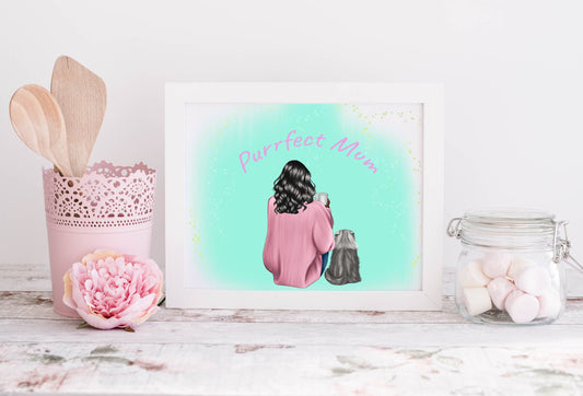 Personalised owner and pet print - ideal gift for Mother's Day (dog mum, cat mum, customised, Birthday, pet gift, pet and owner print)