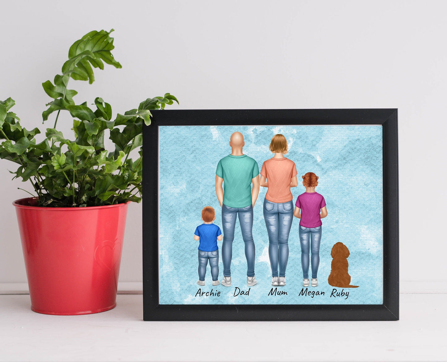 Personalised family image with children parents grandparents adults babies elderly teenager toddler