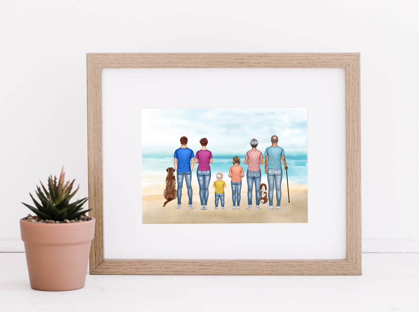 Personalised family image with children parents grandparents adults babies elderly teenager toddler