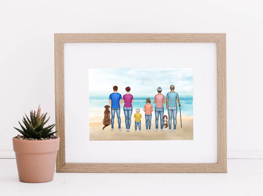 Personalised family image with children parents grandparents adults babies elderly teenager toddler