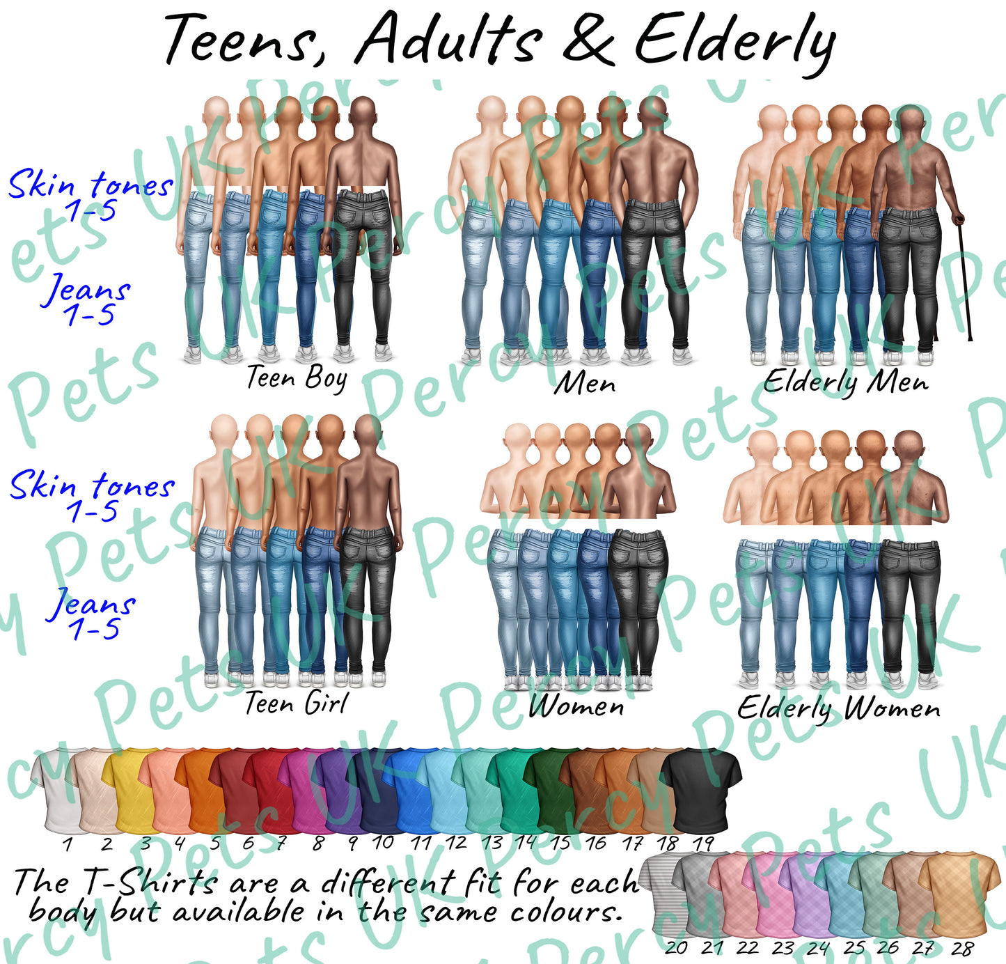 Personalised family image with children parents grandparents adults babies elderly teenager toddler