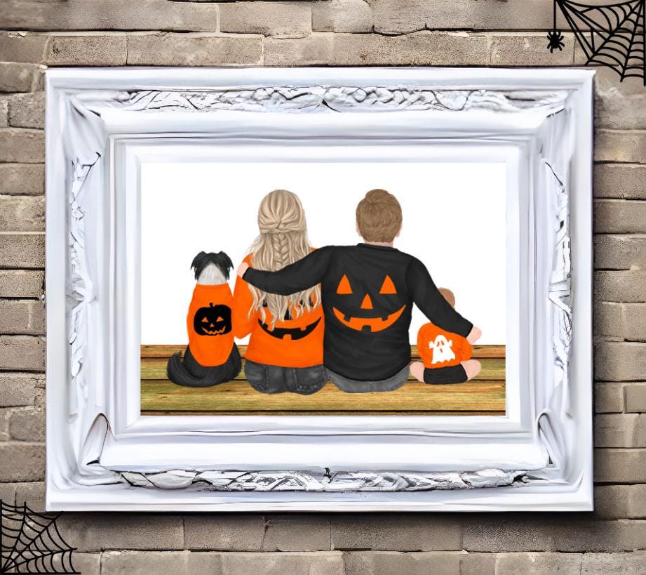 Personalised Halloween family image with children parents adults babies toddler pet toddler