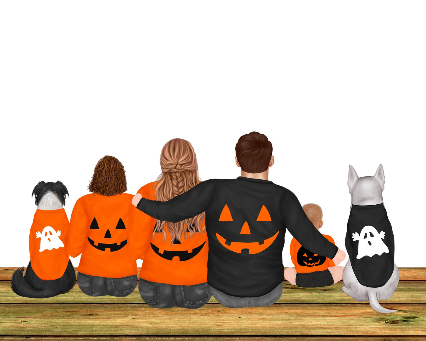 Personalised Halloween family image with children parents adults babies toddler pet toddler