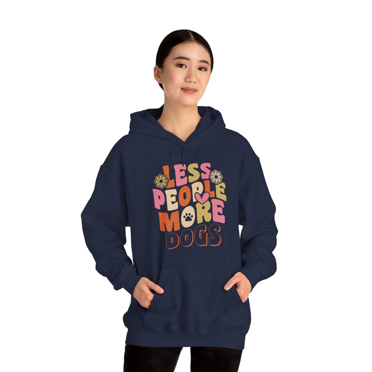 Less People More Dogs Hoodie — Cute Retro Floral Dog Lover Sweatshirt
