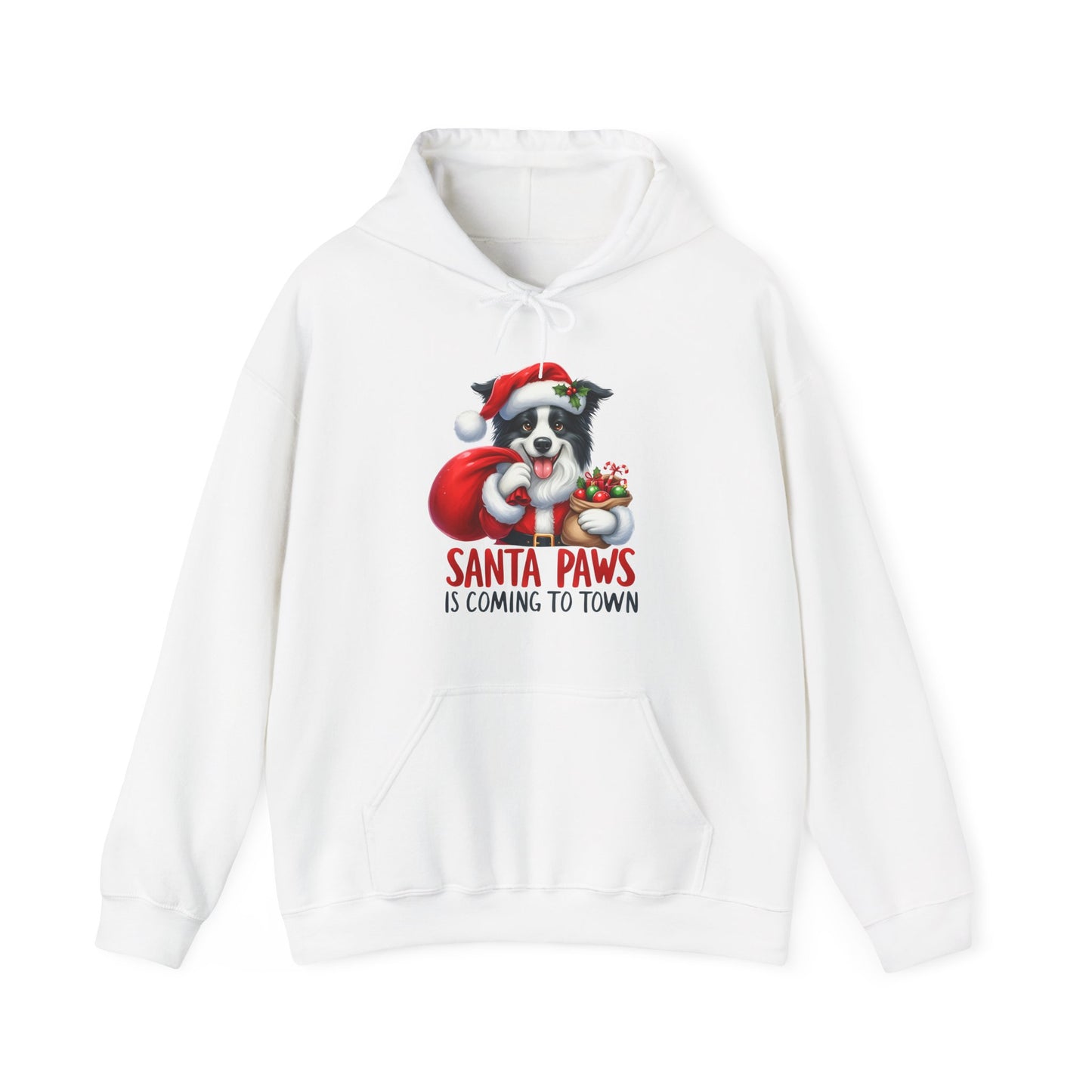 Santa Paws Hoodie — Cute Border Collie Christmas Sweatshirt