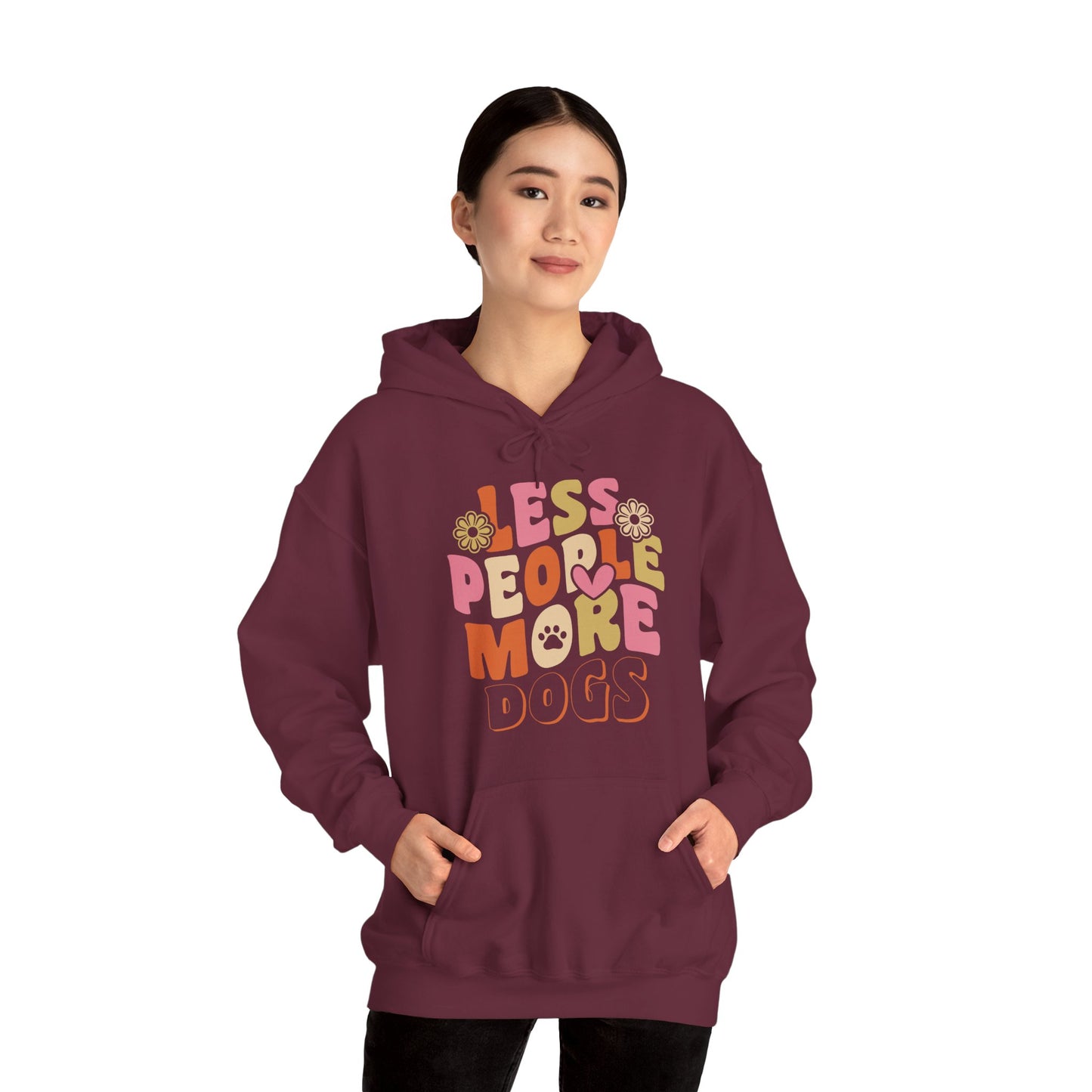 Less People More Dogs Hoodie — Cute Retro Floral Dog Lover Sweatshirt