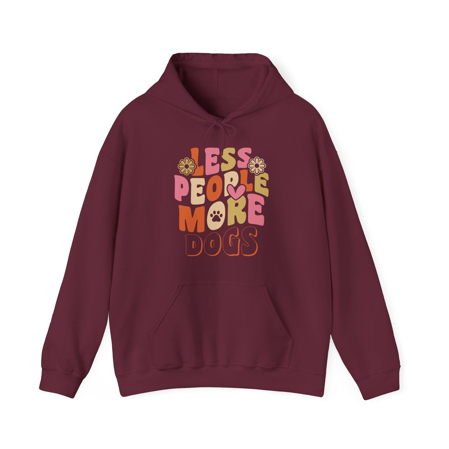 Less People More Dogs Hoodie — Cute Retro Floral Dog Lover Sweatshirt