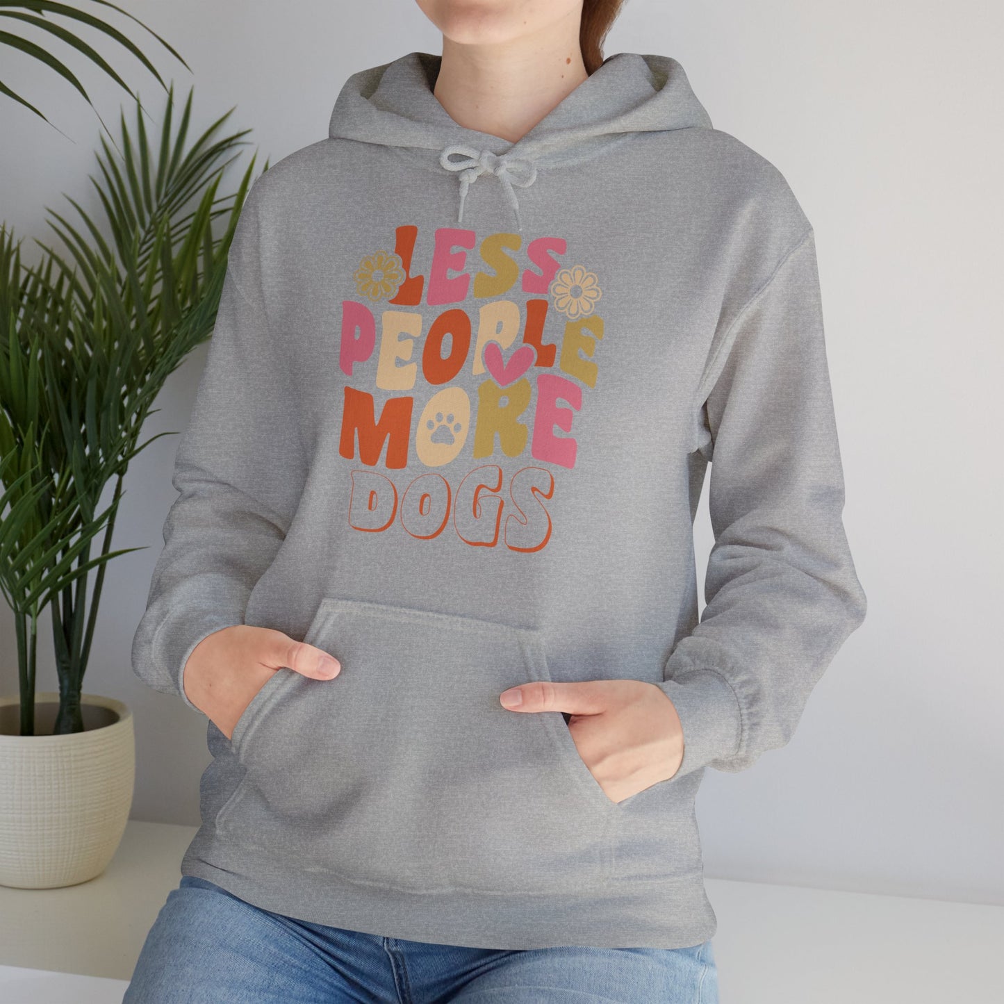 Less People More Dogs Hoodie — Cute Retro Floral Dog Lover Sweatshirt