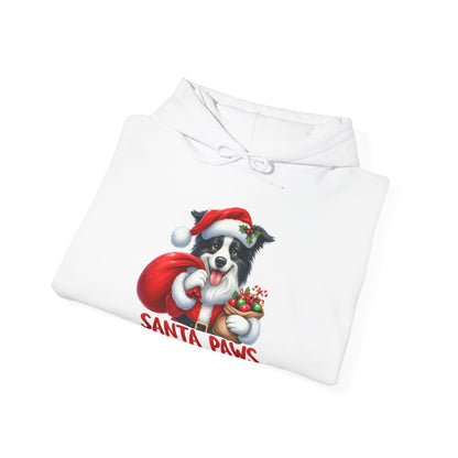 Santa Paws Hoodie — Cute Border Collie Christmas Sweatshirt
