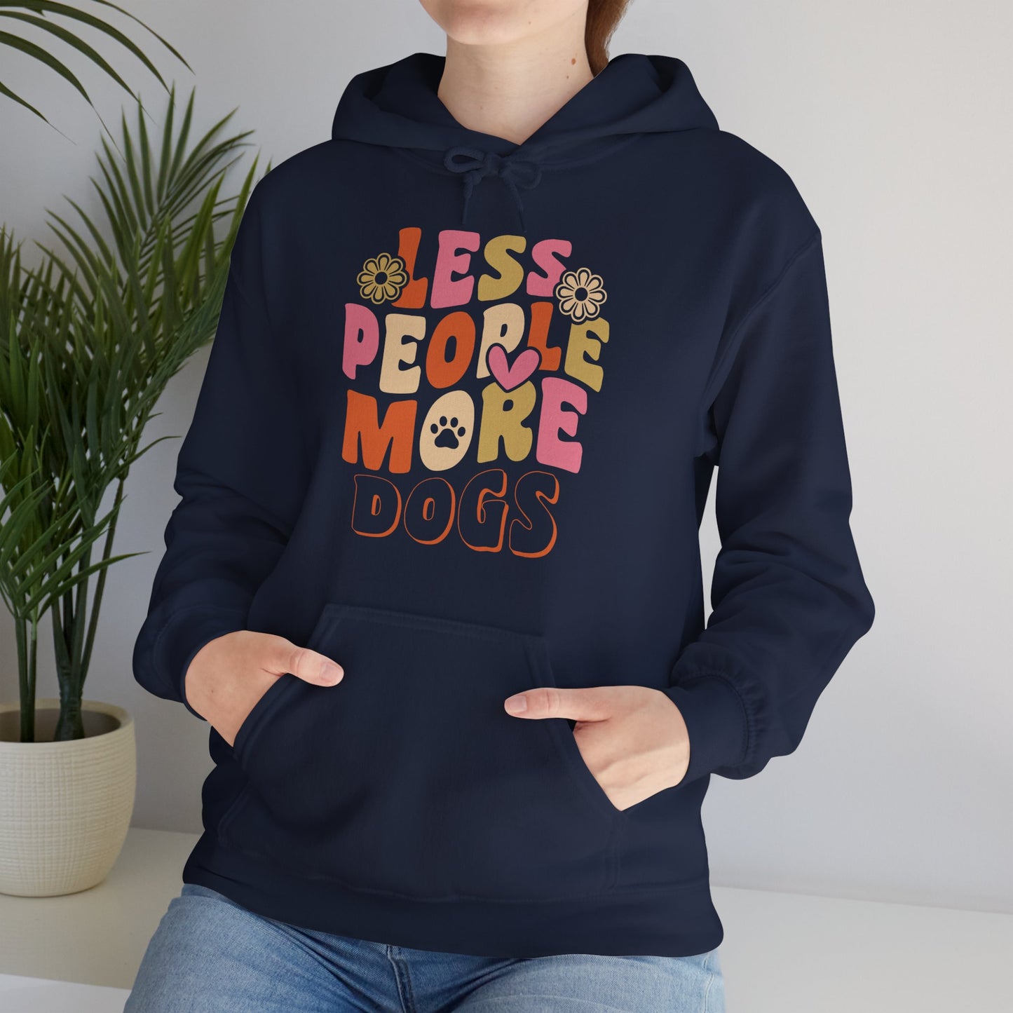Less People More Dogs Hoodie — Cute Retro Floral Dog Lover Sweatshirt
