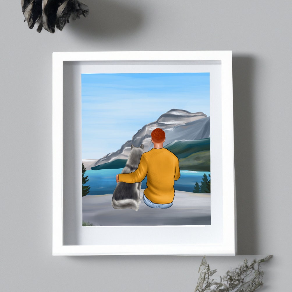 Personalised owner and pet print (customised gift, Birthday print, pet dad, in memory of pet, pet gift, pet and owner print)