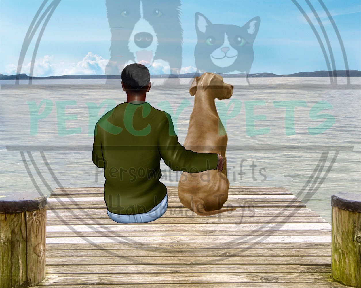 Personalised owner and pet print (customised gift, Birthday print, pet dad, in memory of pet, pet gift, pet and owner print)