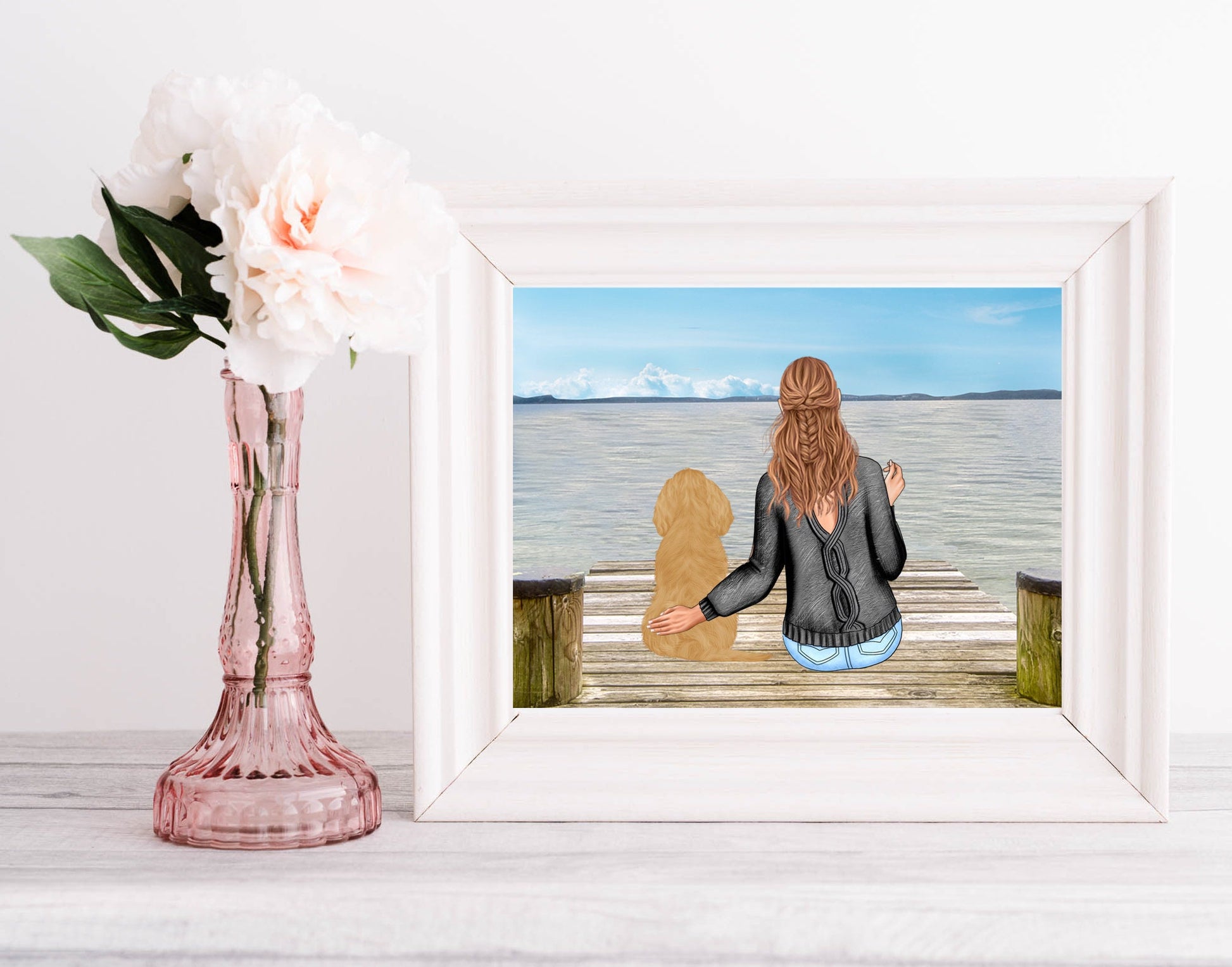 Personalised owner and pet print - ideal gift for Mother's Day (dog mum, cat mum, customised, Birthday, pet gift, pet and owner print)