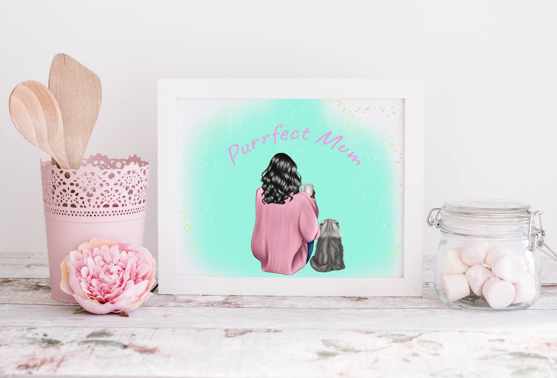 Personalised owner and pet print - ideal gift for Mother's Day (dog mum, cat mum, customised, Birthday, pet gift, pet and owner print)