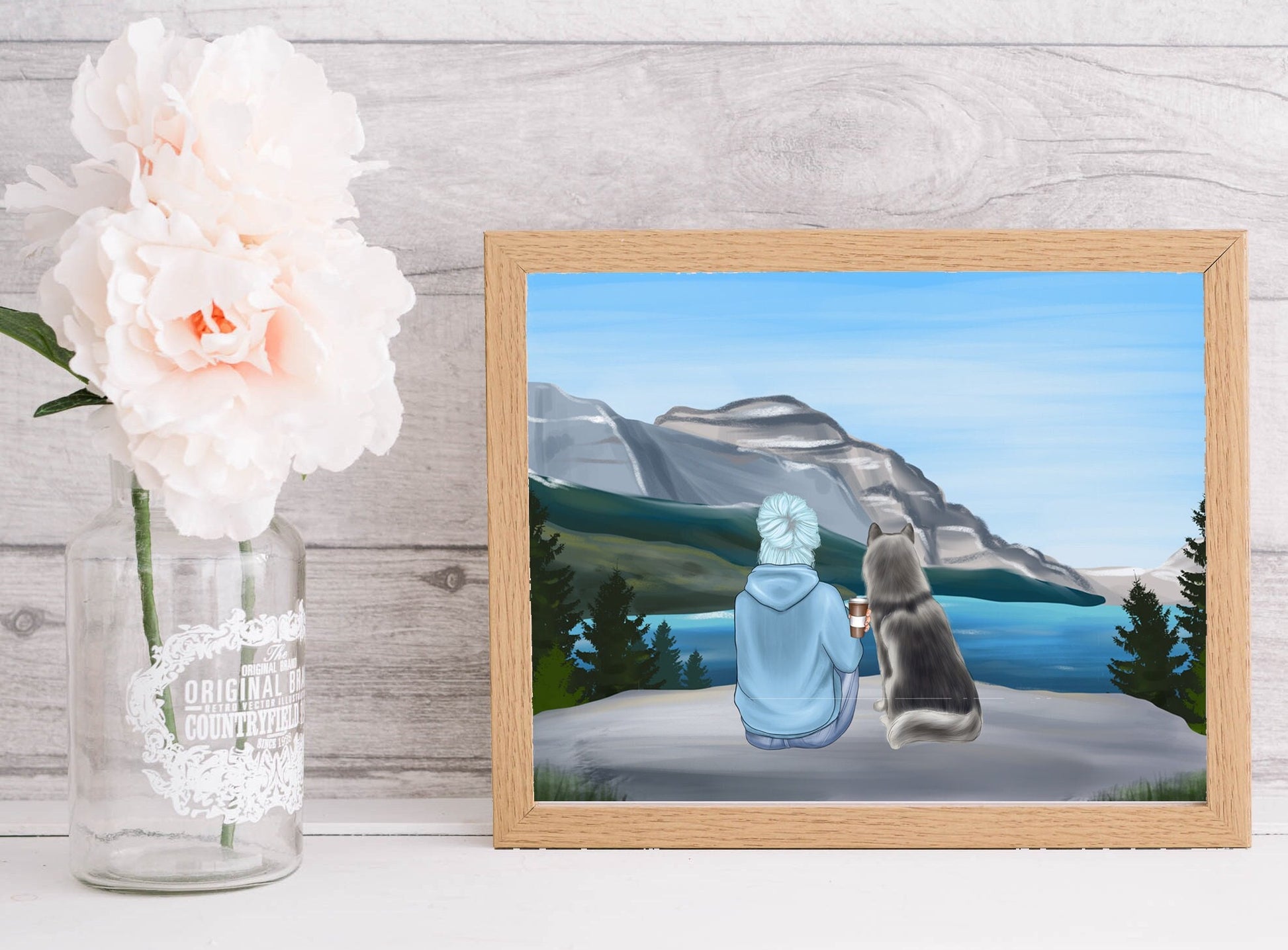 Personalised owner and pet print - ideal gift for Mother's Day (dog mum, cat mum, customised, Birthday, pet gift, pet and owner print)