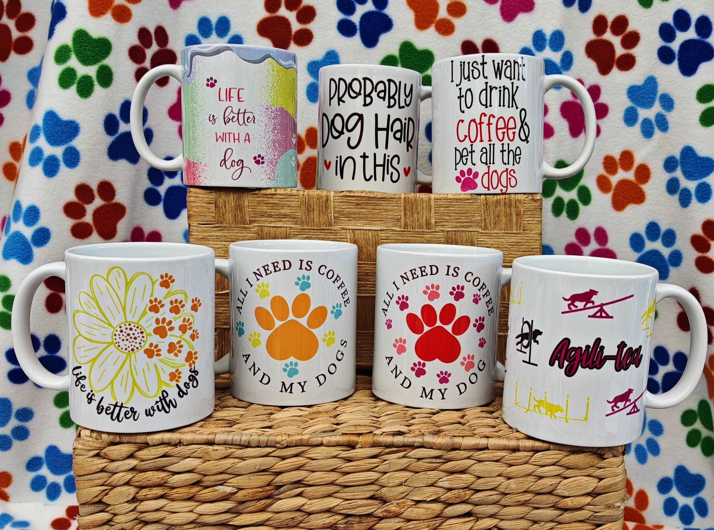 Mug 'All I Need is Coffee and my Dog', Gift for Dog Dad, Dog lover, Dog Dad, friend, pet lover. Unique, comical comedy present, pink and reg