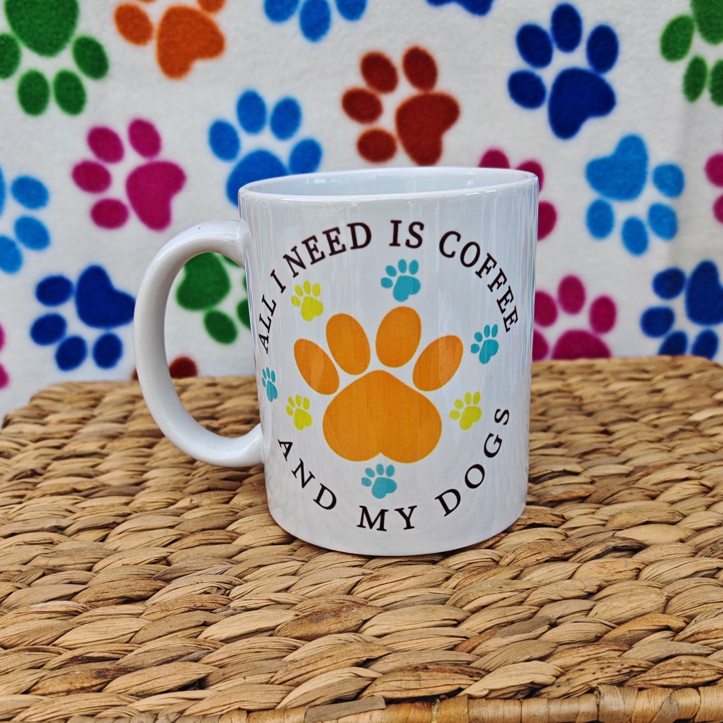 Mug 'All I need is coffee and my dogs', Gift for Dog Dad, Dog lover, Dog Dad, friend, pet lover. Unique, comical comedy present