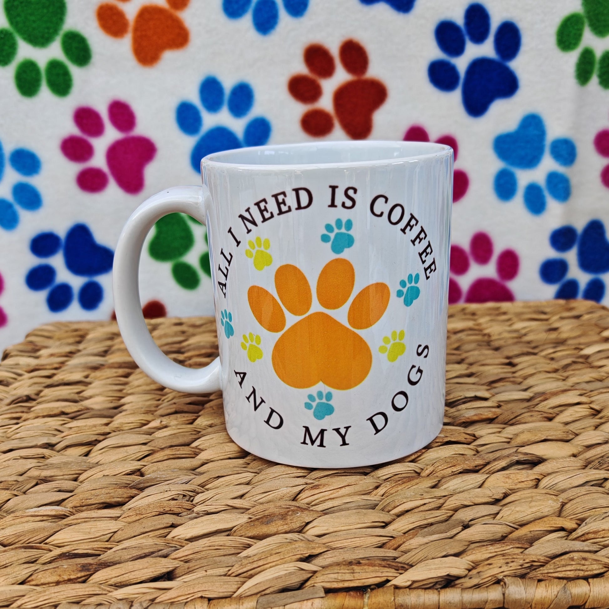 Mug 'All I need is coffee and my dogs', Gift for Dog Dad, Dog lover, Dog Dad, friend, pet lover. Unique, comical comedy present