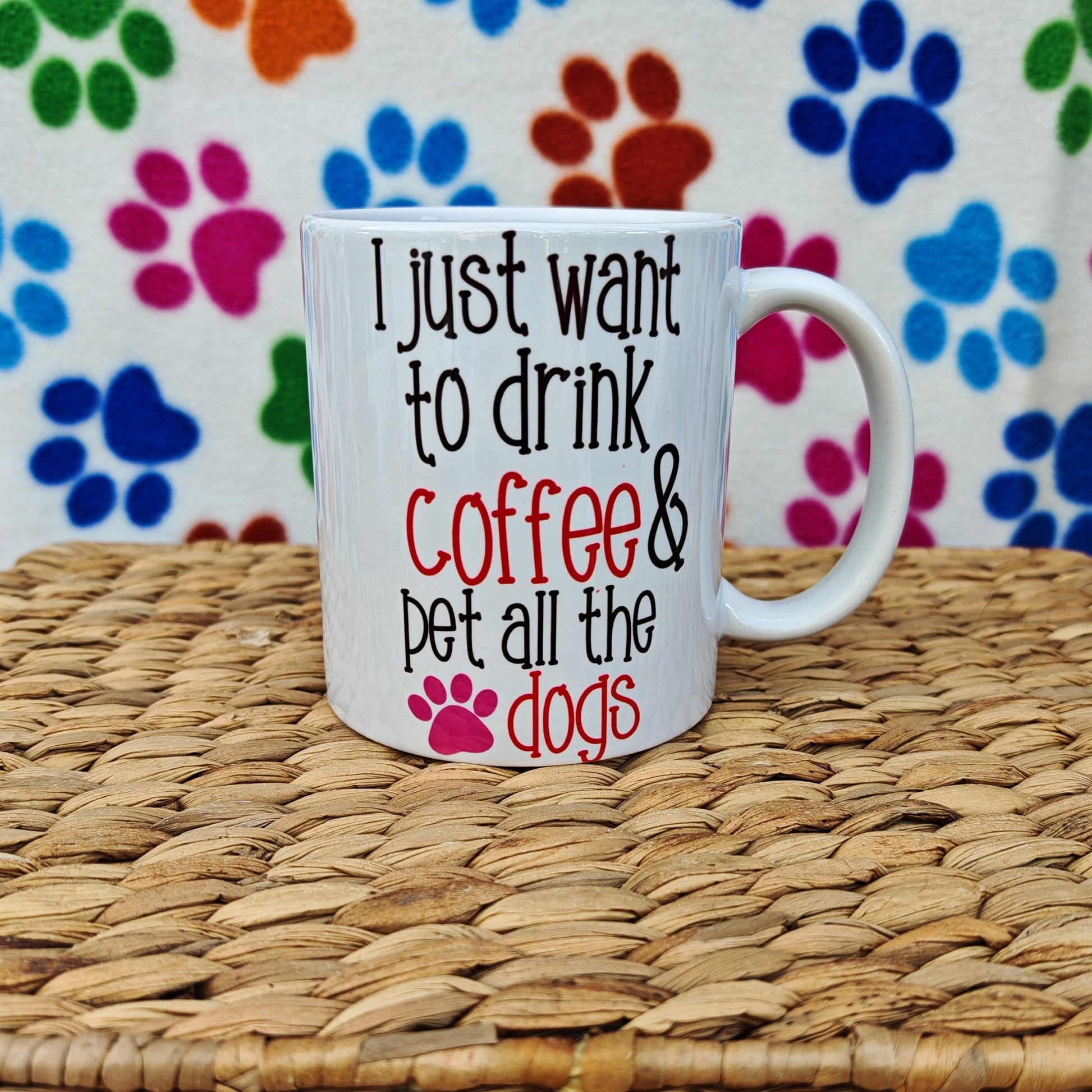 Mug 'I just want to drink coffee & pet all the dogs', Gift for Dog Dad, Dog lover, Dog Dad, friend, pet lover. Unique, present