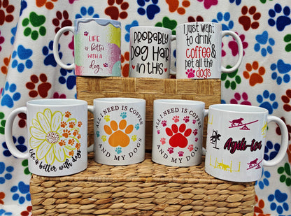 Mug 'Life Is Better With A Dogs', Gift for Dog Dad, Dog lover, Dog Dad, friend, pet lover. Unique, comical comedy present, sunflower
