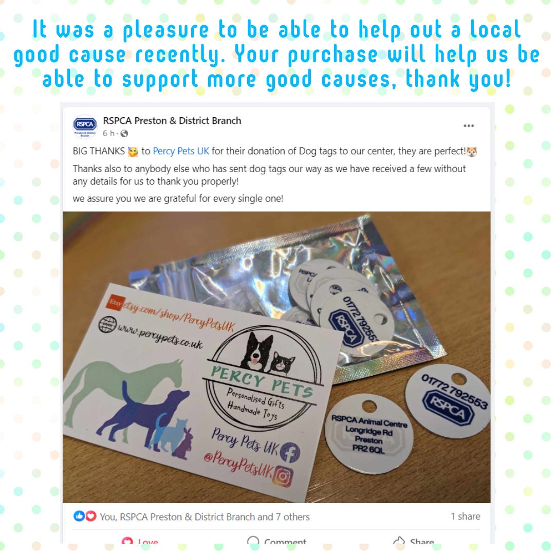 Personalised Colour Dog ID Tags - weather proof, waterproof, fully customisable, meet UK legal requirements, sublimation printed on metal.