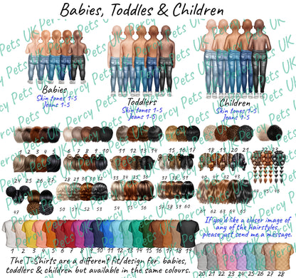 Personalised family image with children parents grandparents adults babies elderly teenager toddler