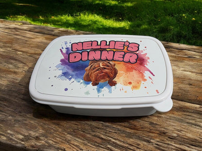Dog Personalised Lunch Box for your pet, treat box, snack box, customised, pet treat storage, pet food storage, lunchbox, snack tub